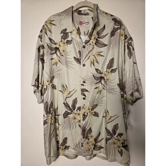 Hilo Hattie Hawaiian Shirt Mens XL Light Green Short Sleeve Button Up Aloha NWT - Picture 1 of 10